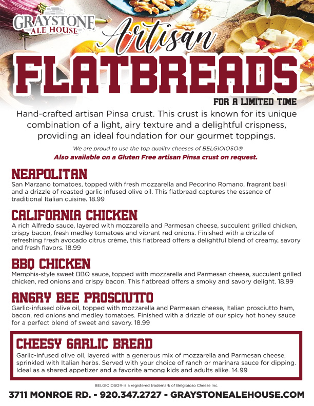 Graystone Ale House -  Artisan Flatbreads Menu