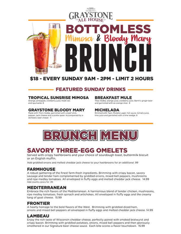 Graystone Ale House -  Breakfast Menu