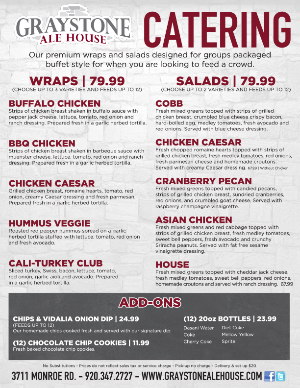 Graystone Ale House - Box Lunch Catering Menu
