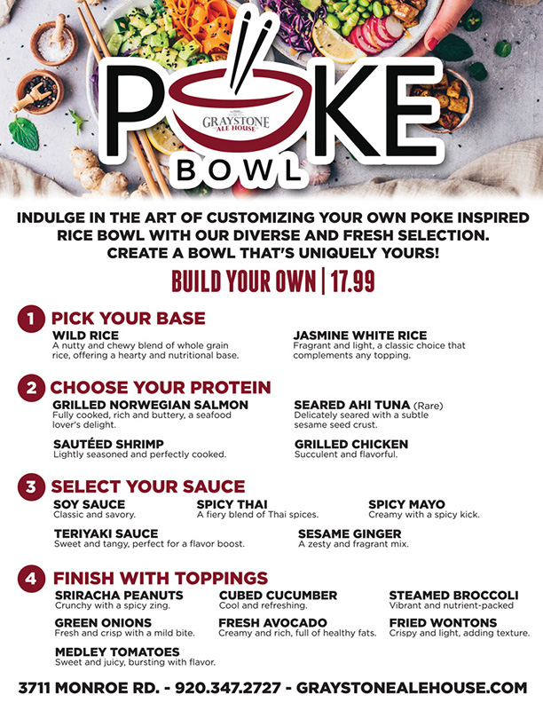 Graystone Ale House -  Poke Bowl Menu