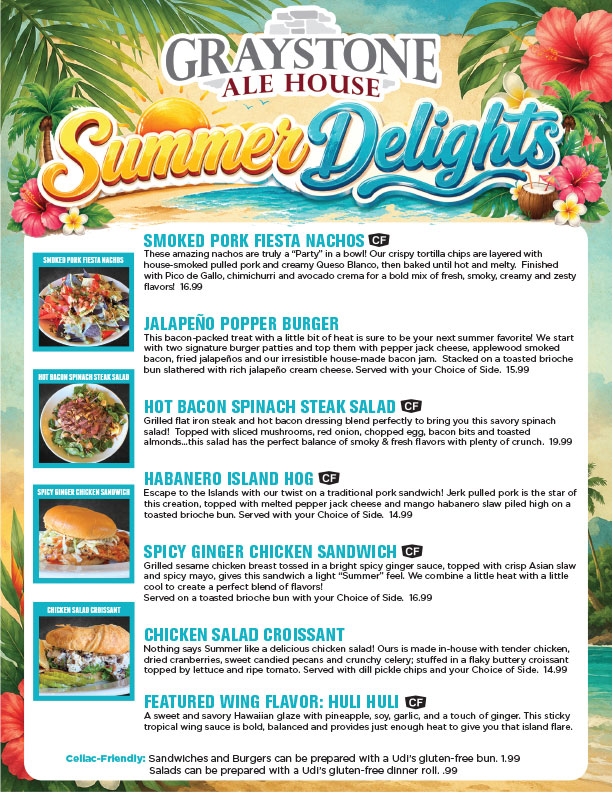 Graystone Ale House -  Summer Menu